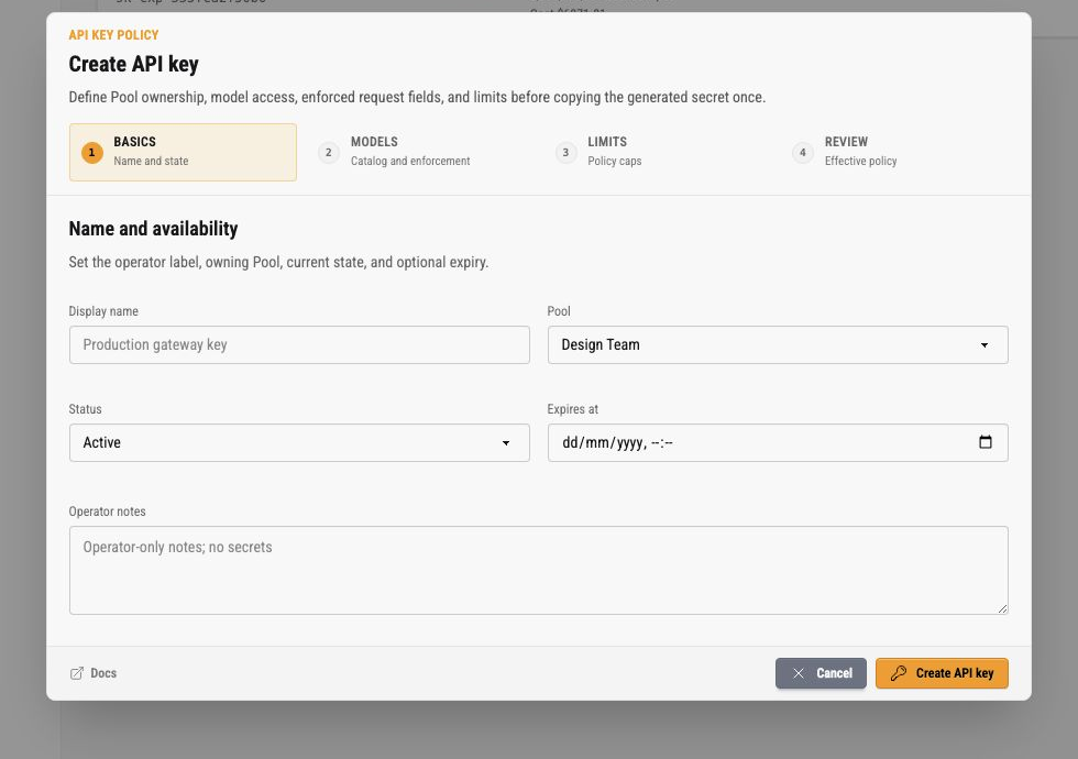 Create API key basics step